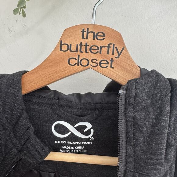 Be By Blanc Noir Ruched Full Zip Hooded Vest In Black Small New AP - Picture 3 of 4